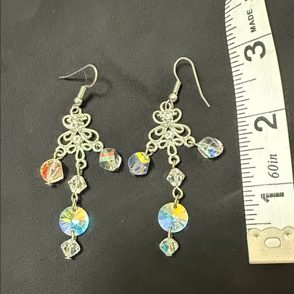 Custom Elegant Silver Bridal Dangle Earrings with Crystal and rhinestone Accents